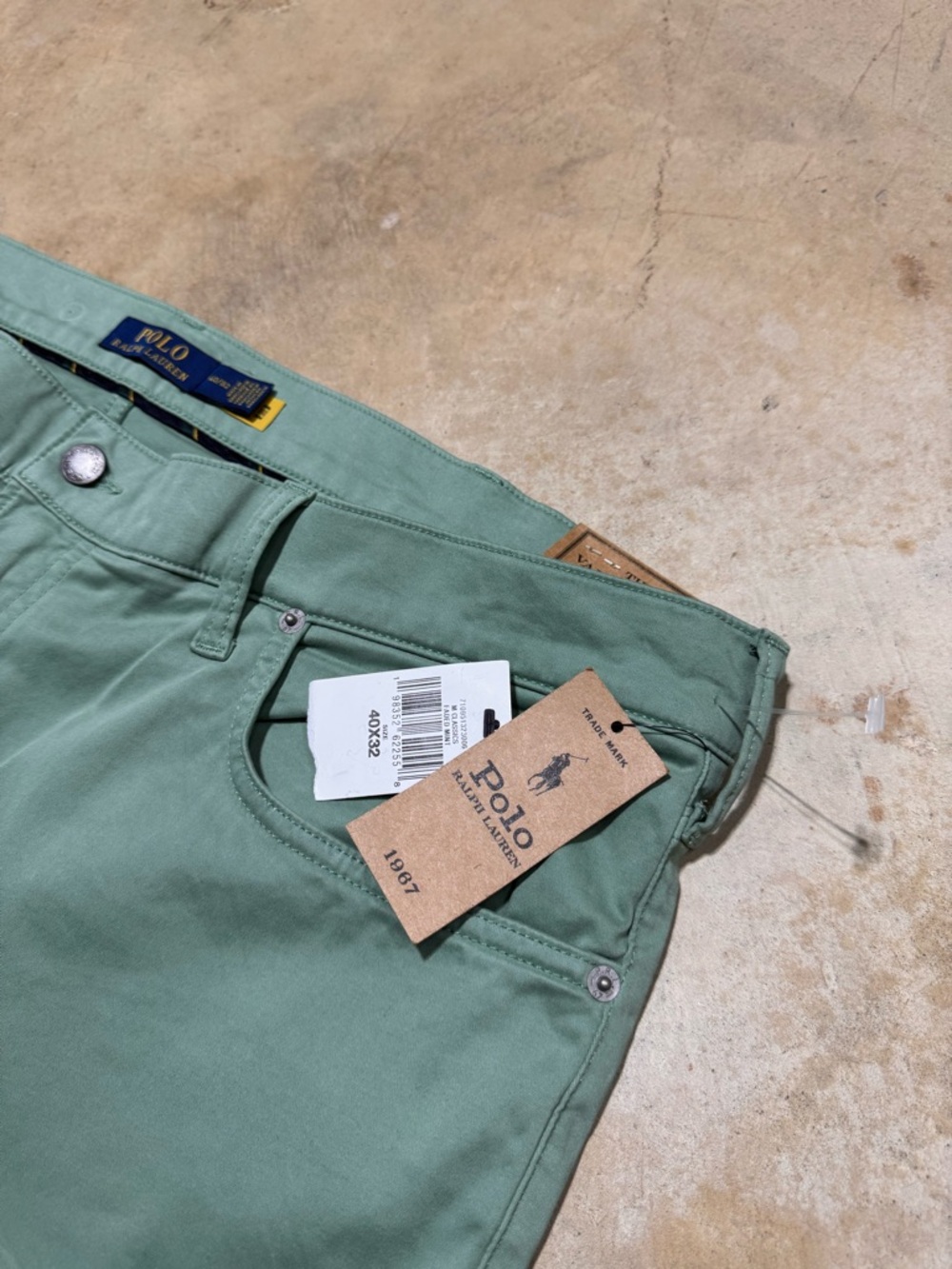 NEW Polo Ralph Lauren Pants Mens Varick Slim Straight 40 x 32 Faded Mint Stretch